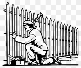 Drawn Fence Garden Clip Art - Fence Clipart Black And White - Png Download