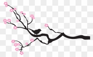 Tree Branches Silhouette With Flowers Clipart