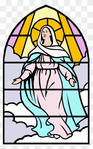 Clip Art Of Mary Catholic Clipart - Stained Glass Image Of Mary To Colour - Png Download