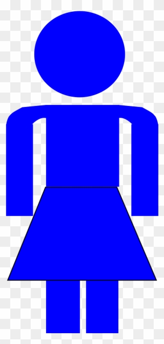 Woman Toilet Bathroom - Blue Stick Figure Woman Clipart