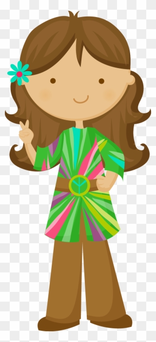 Pin By Nasgirneed On School Clip Art - Cute Hippie Girl Clipart - Png Download