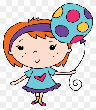 Clip Arts Related To - Girl Holding A Balloon Clipart - Png Download