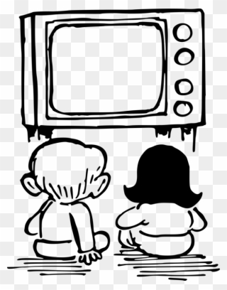 Television Drawing Cartoon Child Free Commercial - Watching Tv Drawing Easy Clipart