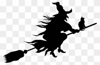 Witchcraft Silhouette Witch's Broom Drawing Free Commercial - Flying Witch Silhouette Png Clipart