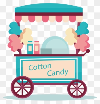 Cotton Candy Candy Cane Lollipop Sweetness Clip Art - Cotton Candy Cart Clip Art - Png Download