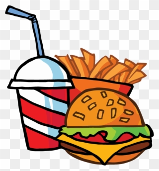 Fast Food Cheeseburger Drink With French Fries Tattoo - Burger And Fries Clipart - Png Download