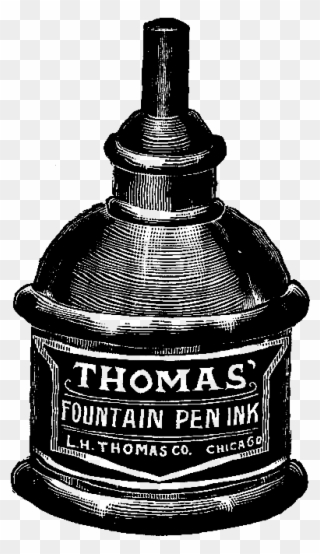 Ink Bottle Clip Art - Vintage Fountain Pen Clip Art - Png Download