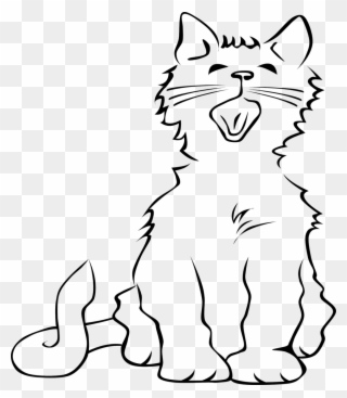 48 Best Cute Cat Clip Art Images Black And White Clip - Cat Meowing Coloring Page - Png Download