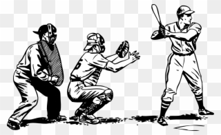 Baseball At Bat Black White Line Art 999px 181 - Baseball Player Vector Clipart