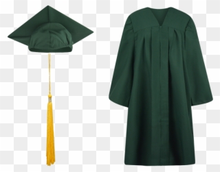 Graduation Gown Png - Cap And Gown Dark Green Clipart