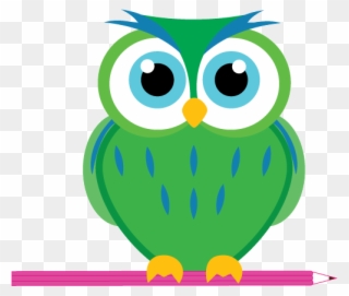 Library Owl With Pencil Clipart - Buho - Png Download