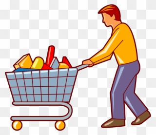 Cart Clipart - Shopping Trolley Clipart Man - Png Download