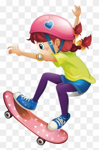 Skateboard Clip Palace - Girl Skateboarding Clipart Free - Png Download