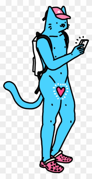 Skating Drawing Guy - Rip N Dip Blue Cat Clipart