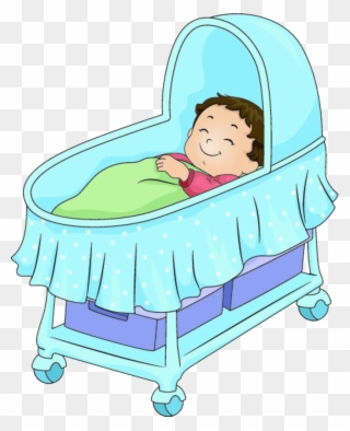 Bed Cartoon Illustration A In Pram - Baby In Cradle Cartoon Clipart