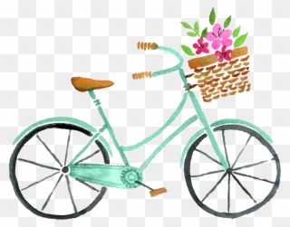 Transparent Material For Cartoon Fresh Bicycles - Watercolor Spring Clipart - Png Download