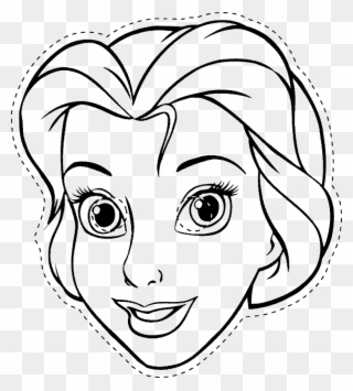 Png Black And White Library Beauty And The Beast Outline - Belle Masks Clipart