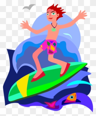 Picture Free Stock Surf Vector Wave Illustration - Menino Surfando Png Clipart