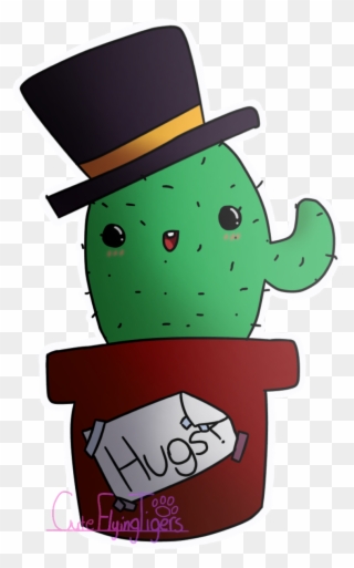 Lil Cactus With A Top Hat - Illustration Clipart
