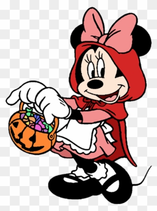 Minnie Mouse As Little Red Riding Hood - Halloween Colouring Pages Disney Clipart