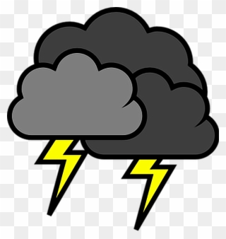 Lightning Stormy Weather Storms Clouds Blackclouds - Thunder And Lightning Clipart - Png Download