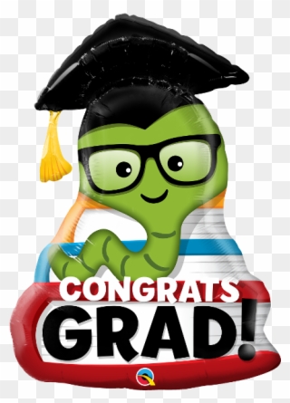 Congrats Grad Bookworm 37" Supershape Balloon - Cms Escuela Clipart