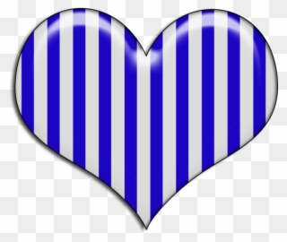Blue And White Striped Heart Heart Clip Art, Heart - Blue And White Heart - Png Download
