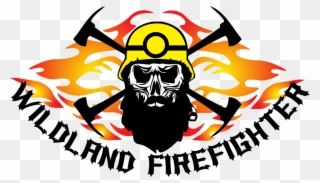 Wildland Firefighter Flames And Skull With Beard Decal Clipart