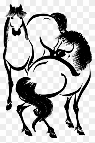 Ghost Horse Cliparts 17, Buy Clip Art - Japanese Black And White Line Art - Png Download