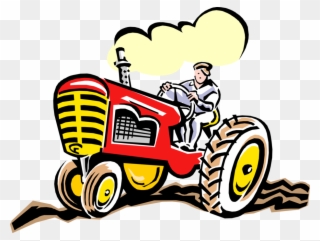 Vector Illustration Of Farmer Riding Farm Equipment - Transparent Old Tractor With Farmer Clipart - Png Download