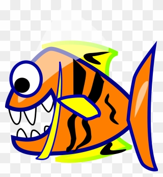 Funny Fish Clipart 26, Buy Clip Art - Gambar Kartun Ikan Piranha - Png Download