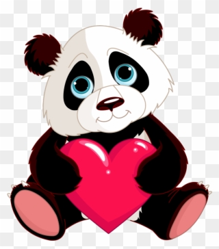 Baby Cute Panda Cartoons Clipart Giant Panda Bear Red - Panda Eating Bamboo Sticker - Png Download