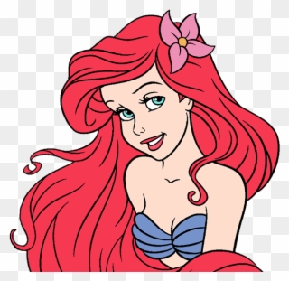 Ariel Clip Art Disney Galore With Flower - Flower In Ariel's Hair - Png Download
