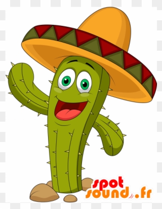 Purchase Giant Green Cactus Mascot With A Hat In 2d - Cactus Animados Clipart