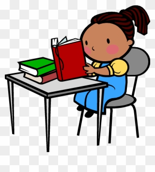 Desk Clipart Reading And Writing - Student Reading At Desk Clipart - Png Download