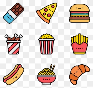 Clip Art Black And White Stock Icon Packs Vector Svg - Kawaii Junk Food Png Transparent Png