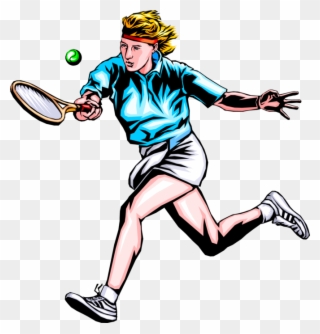 Vector Illustration Of Tennis Player Hits The Ball - Playing Tennis Vector Png Clipart
