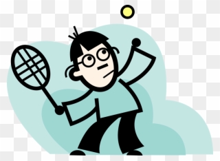 Vector Illustration Of Tennis Player Serves Ball In Clipart