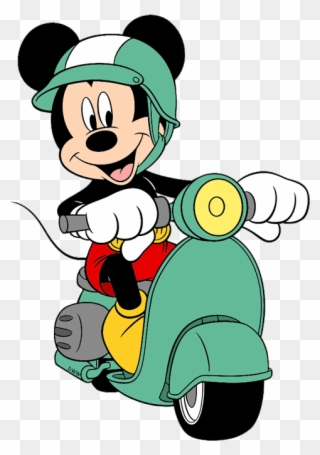 Mickey Mouse Clip Art 7 - Mickey Mouse Riding Scooter - Png Download