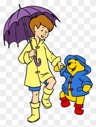 Christopher Robin And Clip Art Disney Galore - Winnie The Pooh In A Raincoat - Png Download