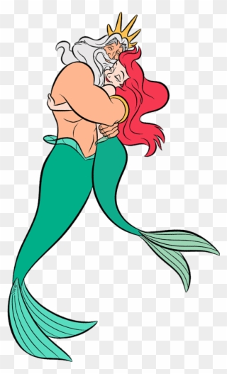 Ariels Sisters Clipart - Ariel And King Triton Hugging - Png Download