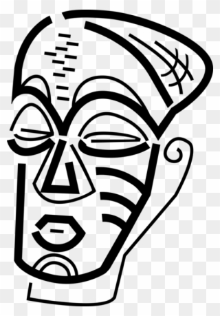 Vector Illustration Of African Traditional Wood Carvingtribal - Mask Clipart