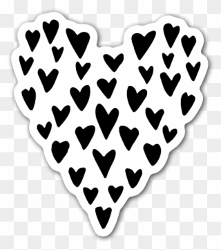 Hand Drawn Little Hearts To Make Up A Big Heart Sticker - Heart Clipart