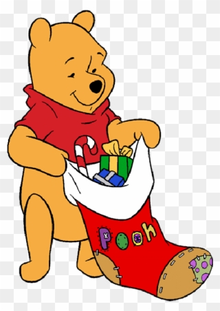 Christmas Winnie The Pooh Stocking Picture - Winnie The Pooh Xmas Clipart