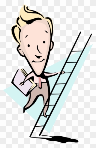 Vector Illustration Of Businessman Climbing Ladder Clipart