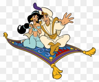Aladdin And Jasmine On Magic Carpet Clipart The Magic - Aladdin Flying On Carpet - Png Download