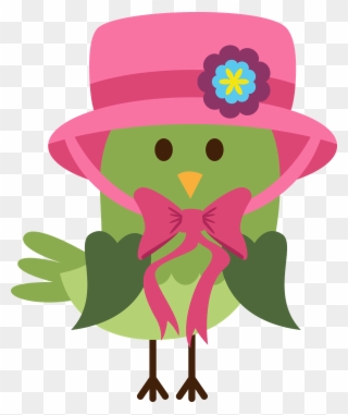 Passarinhos 2 - Minus - Green And Pink Birds In Clip Art - Png Download
