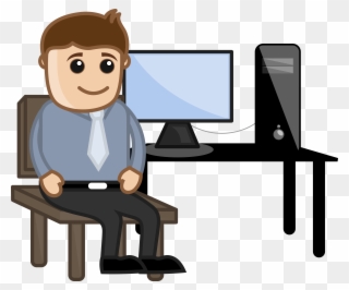 Transparent Teacher Computer Graphic Black And White - Person Sitting In Chair Cartoon Clipart