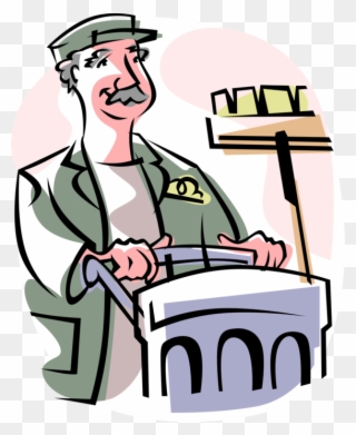 Vector Illustration Of School Janitor Custodian With - Streetsweeper Clip Art - Png Download