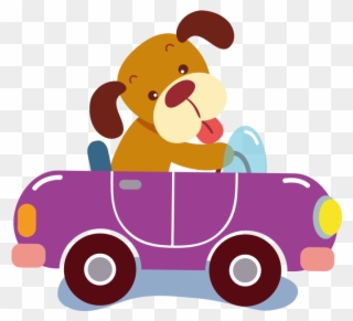 Cartoon Purple Clip Art - Dog Driving A Car Cartoon - Png Download